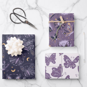 Hoja De Papel De Regalo Hermosas mariposas en morado