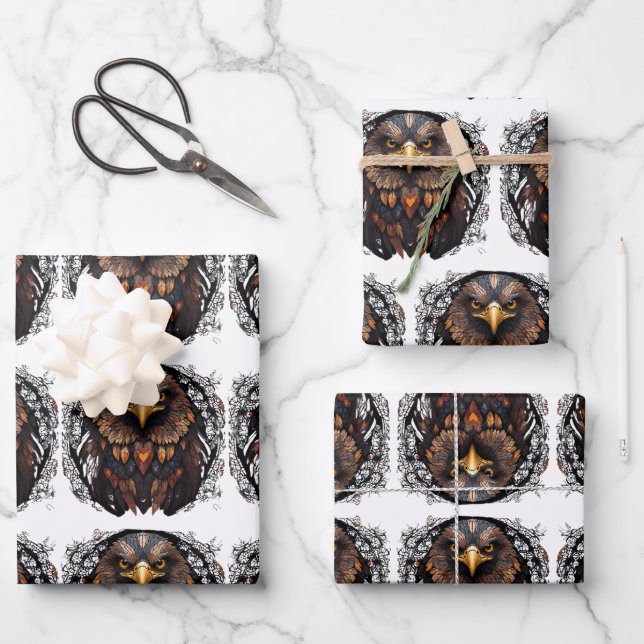 Hoja De Papel De Regalo Hermoso águila azul y amarillo (Anverso)