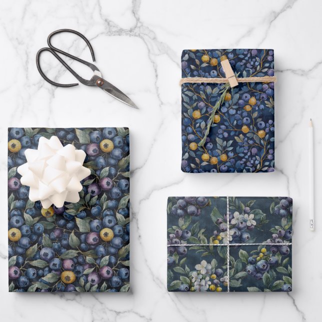 Hoja De Papel De Regalo Hermoso Blueberry (Anverso)