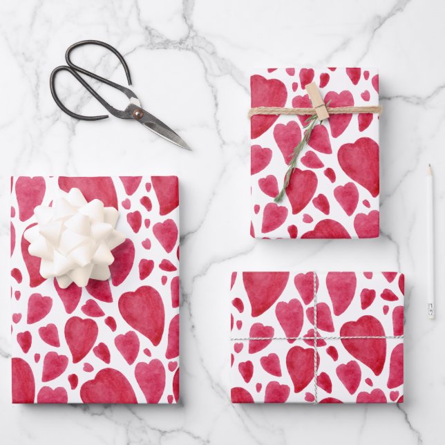 Hoja De Papel De Regalo Hermoso Corazón de Acuarela (Anverso)