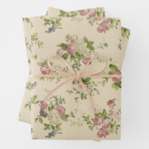 Hoja De Papel De Regalo Hermoso Floral Antiguo