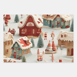 Hoja De Papel De Regalo Hermoso mercado de Navidades 3D