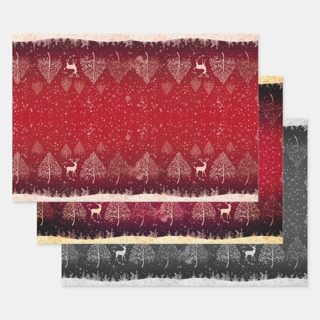 Hoja De Papel De Regalo Hermoso Navidad Rojo (Set)