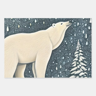 Hoja De Papel De Regalo Hermoso oso polar ártico