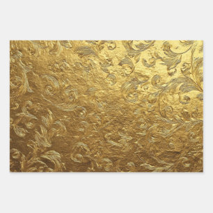 Hoja De Papel De Regalo Hermoso patrón dorado