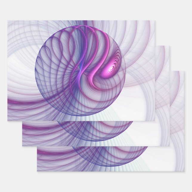 Hoja De Papel De Regalo Hermoso Swing Moderno Resumen Arte Fractal Rosa (Set)