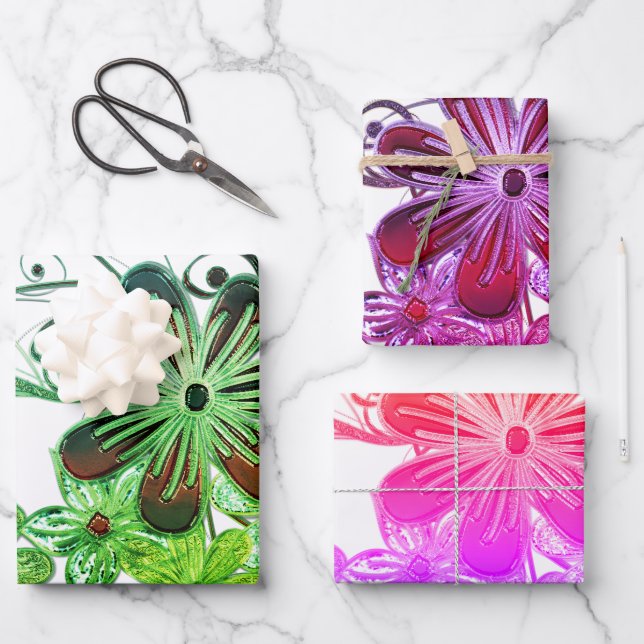 Hoja De Papel De Regalo Hermoso tema tropical floral (Anverso)