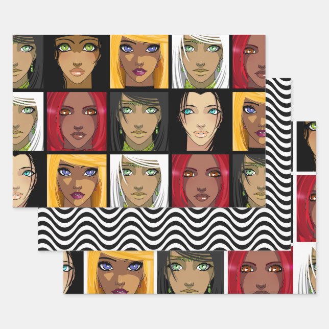 Hoja De Papel De Regalo Hermosos Chicas de Anime (Set)