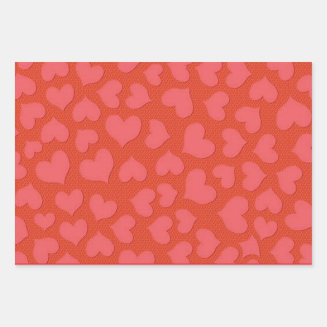 HOJA DE PAPEL DE REGALO HERMOSOS CORAZONES (Anverso)