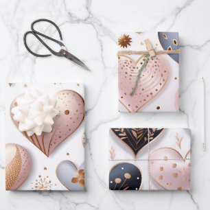 Hoja De Papel De Regalo Hermosos Corazones 3D Elegantes