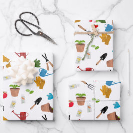 Hoja De Papel De Regalo Herramientas de jardinería Planta Jardinería Patró