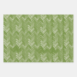 Hoja De Papel De Regalo Herringbone Chevron Patrón Bosque Verde