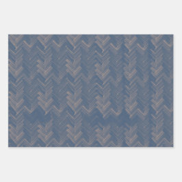 Hoja De Papel De Regalo Herringbone Chevron Patrón Retro Azul