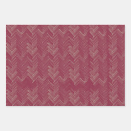 Hoja De Papel De Regalo Herringbone Chevron Pattern Luxurious Red
