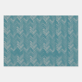 Hoja De Papel De Regalo Herringbone Chevron Pattern Turquoise
