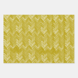 Hoja De Papel De Regalo Herringbone Chevron Pattern Vintage Gold