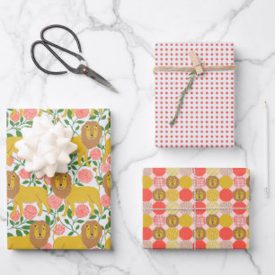 Hoja De Papel De Regalo ¡Hey León! Leones, polkadots, colores brillantes