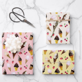 Hoja De Papel De Regalo Hielo Retro Pastel Crema De Hielo De Color De La M