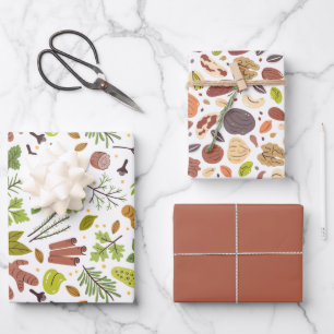 Hoja De Papel De Regalo Hierbas Especias Nueces Mercado de Granjeros Produ