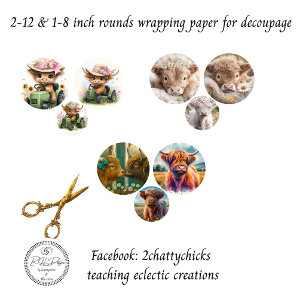 Hoja De Papel De Regalo Highland Whimsy Country redondos de 12 y 8 pulgada