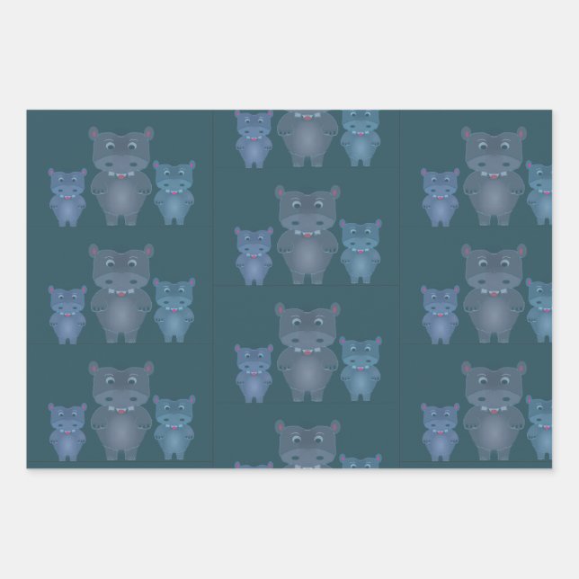 Hoja De Papel De Regalo Hippo Hub (Anverso)