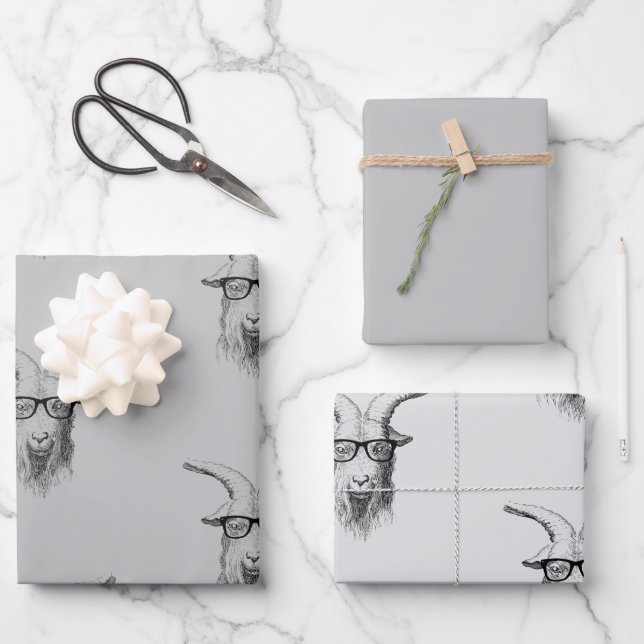 Hoja De Papel De Regalo Hipster Goat (Anverso)