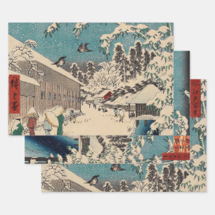 Hoja De Papel De Regalo Hiroshige paisaje invernal de japón