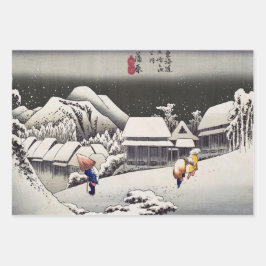 Hoja De Papel De Regalo Hiroshige Utagawa - Nieve nocturna en Kanbara