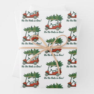 Hoja De Papel De Regalo Ho Ho Agujero En Uno Navidad Santa Golf Golfing