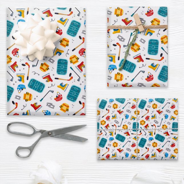 Hoja De Papel De Regalo Hockey sobre hielo Sport Lover (Get ready to score big with this hockey themed gift wrap set.)