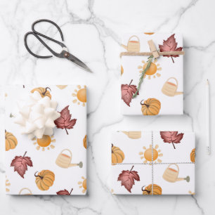 Hoja De Papel De Regalo Hoja de calabaza de otoño