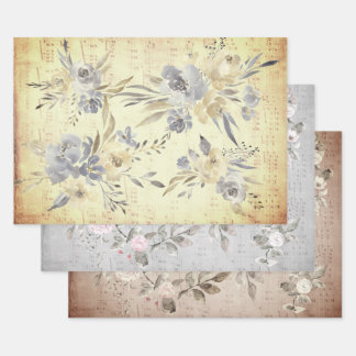 Hoja De Papel De Regalo hoja de música decorativa floral vintage