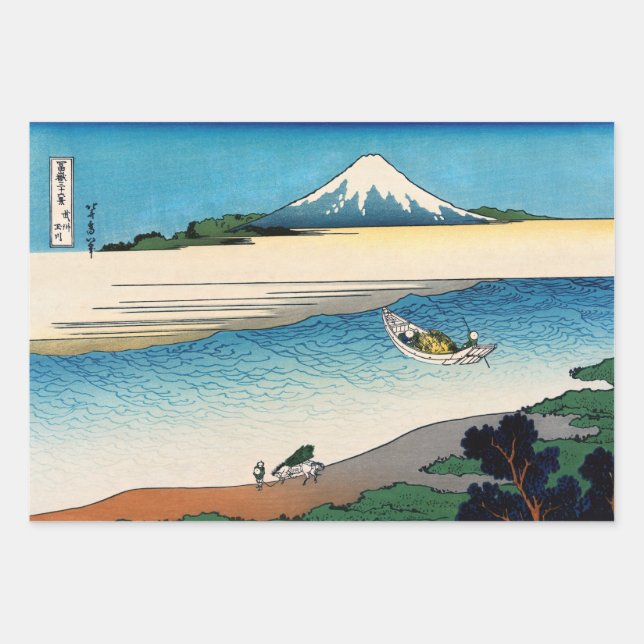Hoja De Papel De Regalo Hokusai - Río Tama en la provincia de Musashi (Anverso)
