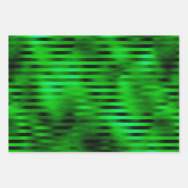 Hoja De Papel De Regalo Holiday Green: Relieve metalizado falso 3 Pack