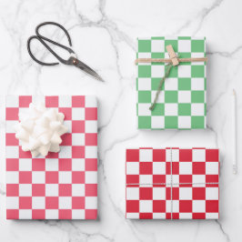 Hoja De Papel De Regalo Holiday Retro Check Christmas