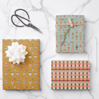 Hoja De Papel De Regalo Holiday Wrapping Paper Flat Sheet Set of 3