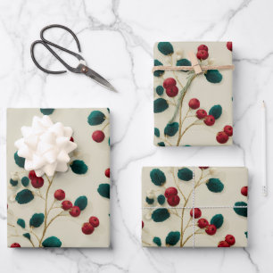Hoja De Papel De Regalo Holly Berry Wrapee Paper