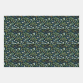 Hoja De Papel De Regalo Holly dorada y oliage invernal