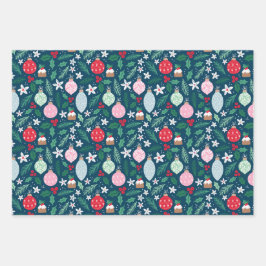 Hoja De Papel De Regalo Holly Jolly Ornaments Holiday