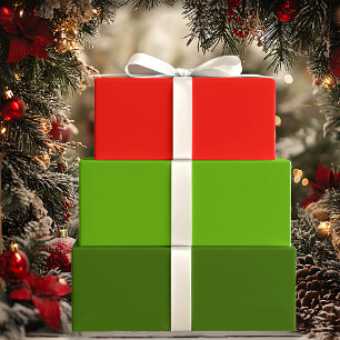 Hoja De Papel De Regalo Holly Jolly Red y Green Holiday Solids