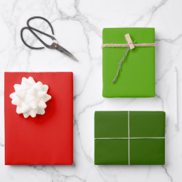 Hoja De Papel De Regalo Holly Jolly Red y Green Holiday Solids