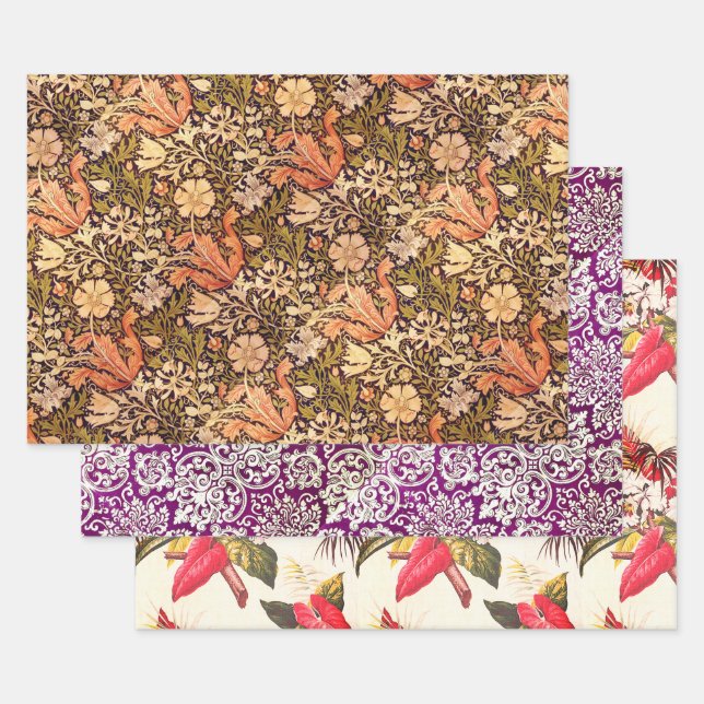 Hoja De Papel De Regalo Hollywood Floral, Woodbury y Helmsley (Set)