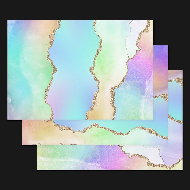 Hoja De Papel De Regalo Holo Agate | Mármol falso irlandés Pastel Ombre (Subido por el creador)