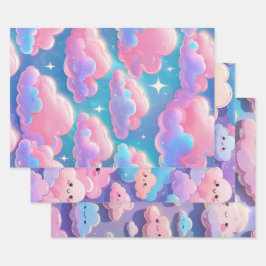 Hoja De Papel De Regalo Holo Fluffy Pastel Nubes