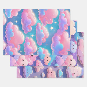 Hoja De Papel De Regalo Holo Fluffy Pastel Nubes
