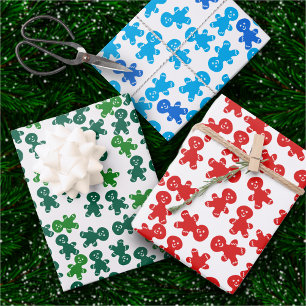 Hoja De Papel De Regalo Hombre de Jengibre Navidad Colores Fiesta