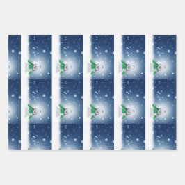 Hoja De Papel De Regalo Hombre de nieve con una bufanda verde