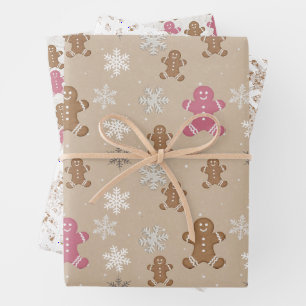 Hoja De Papel De Regalo Hombre de pan de jengibre Cocina de copo de nieve 