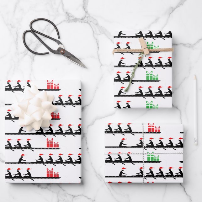 Hoja De Papel De Regalo Hombres Santa Hat Rowing Rowers Team #4G (Anverso)