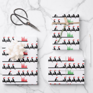 Hoja De Papel De Regalo Hombres Santa Sombrero Remo Remeros Tripulación Eq